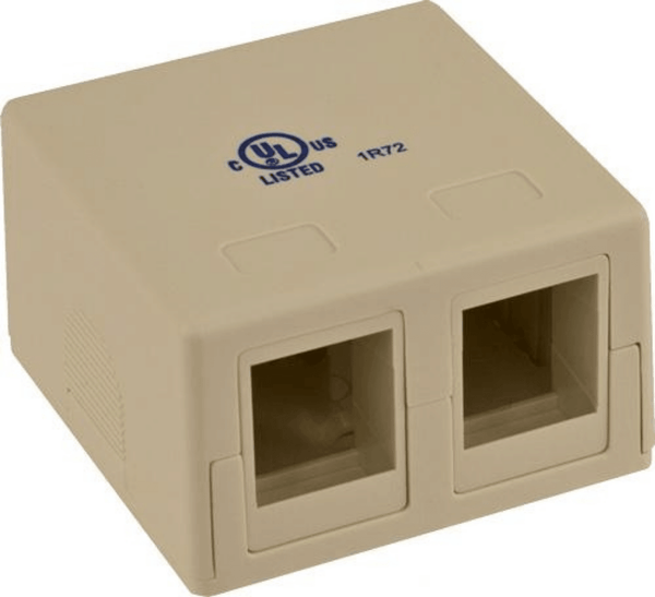 Blank Surface Mount Box, 2-Port - J2R Cabling Supplies 