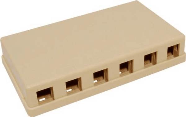 Blank Surface Mount Box, 6-Port - J2R Cabling Supplies 