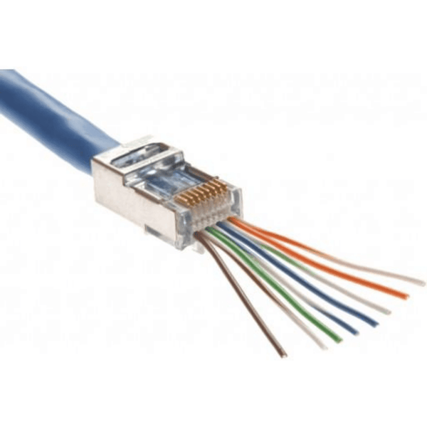 CAT5e Shielded RJ45 Feed Through Modular Plug - 100 Pack - J2R Cabling Supplies 