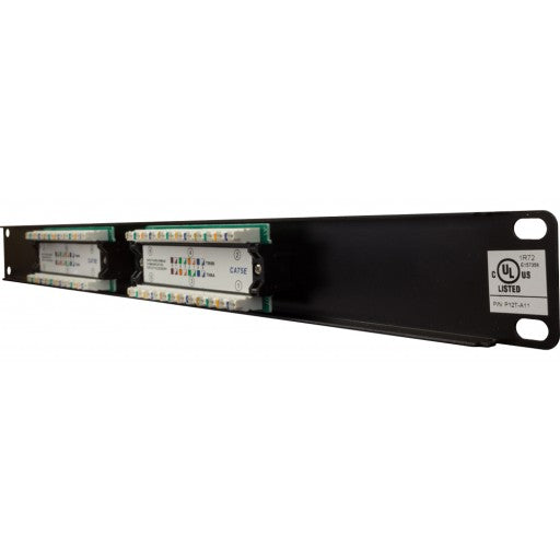 High Impact Patch Panel Made of sturdy, rolled-edge, anodized steel Color-coded for T568A and T568B wiring schemes 110 Style Punch-down Insertion life cycle: 750 cycles (minimum) / I.D.C. 250 cycles (minimum) 1U;  W: 19   H: 1¾   D: 1¼   inches Cable Ties, Screws Included UL Listed, RoHs Compliant