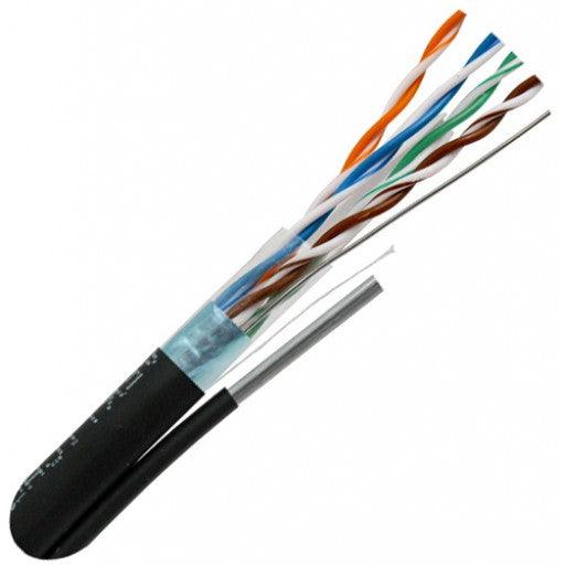 CAT6 Aerial Rated Shielded Outdoor Cable with Messenger - 1000 FT - J2R Cabling Supplies 