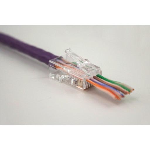 CAT6a RJ45 Feed Through Modular Plug - 100 Pack - J2R Cabling Supplies 