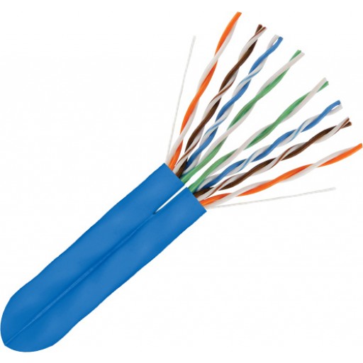 Composite Cable, CAT5E Dual 24AWG, UTP, 4P Solid Bare Copper, CMR Rated, PVC Jacket - Blue - J2R Cabling Supplies 