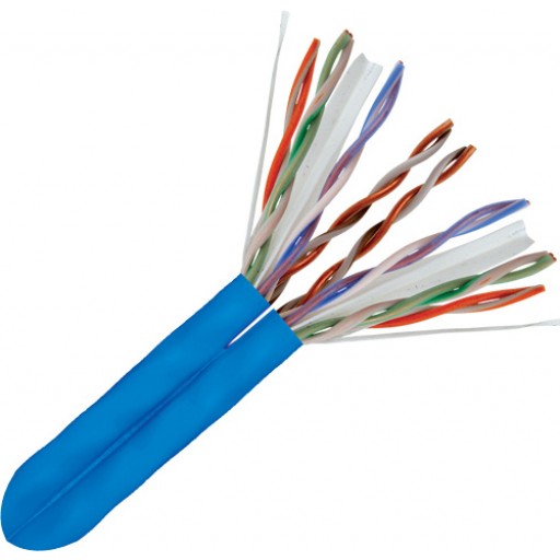 Composite Cable, CAT6 Dual 23AWG, UTP, 4P Solid Bare Copper, CMR Rated, PVC Jacket - Blue - J2R Cabling Supplies 