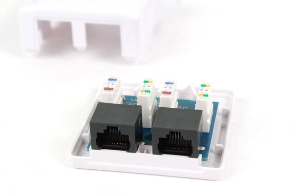 Surface Mount Box with 2 Cat5e Jacks - J2R Cabling Supplies 