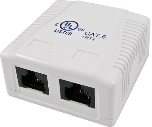 Surface Mount Box with 2 Cat6 Jacks - J2R Cabling Supplies 