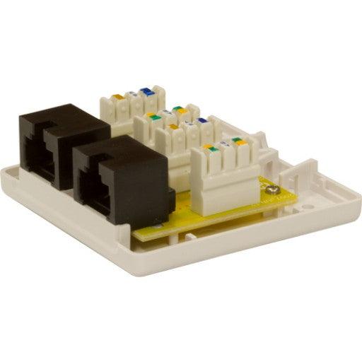 Surface Mount Box with 2 Cat6 Jacks - J2R Cabling Supplies 